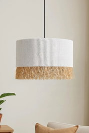 Opviq BK090 Lámpara de Araña con Tapa de Macramé Blanca